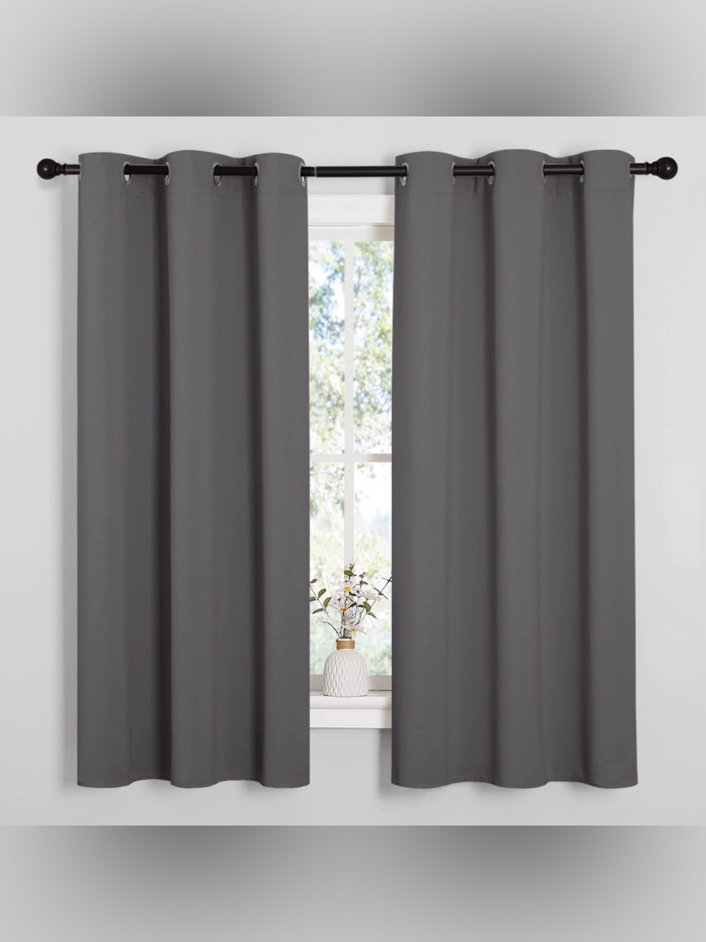 Charcoal Gray Grommet Blackout Curtains